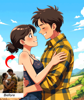 Custom anime portrait gift for couples