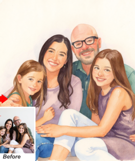 Custom watercolor portrait gift from photo