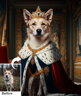 Custom royal pet portrait from photo